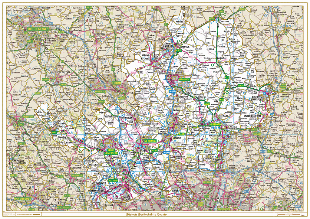 Historic Hertfordshire County Map
