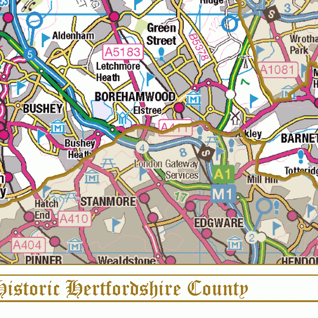 Historic Hertfordshire County Map