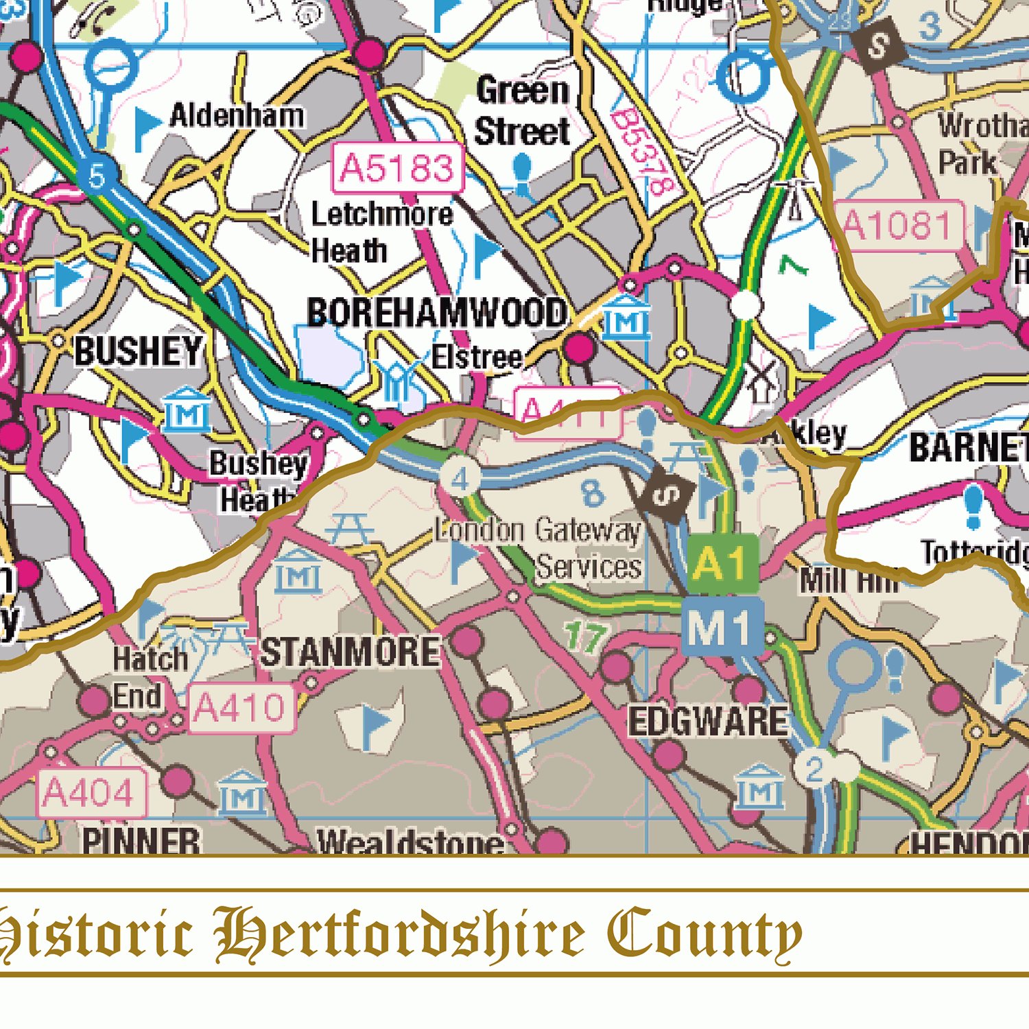 Historic Hertfordshire County Map