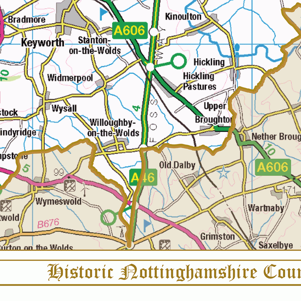 Historic Nottinghamshire County Map
