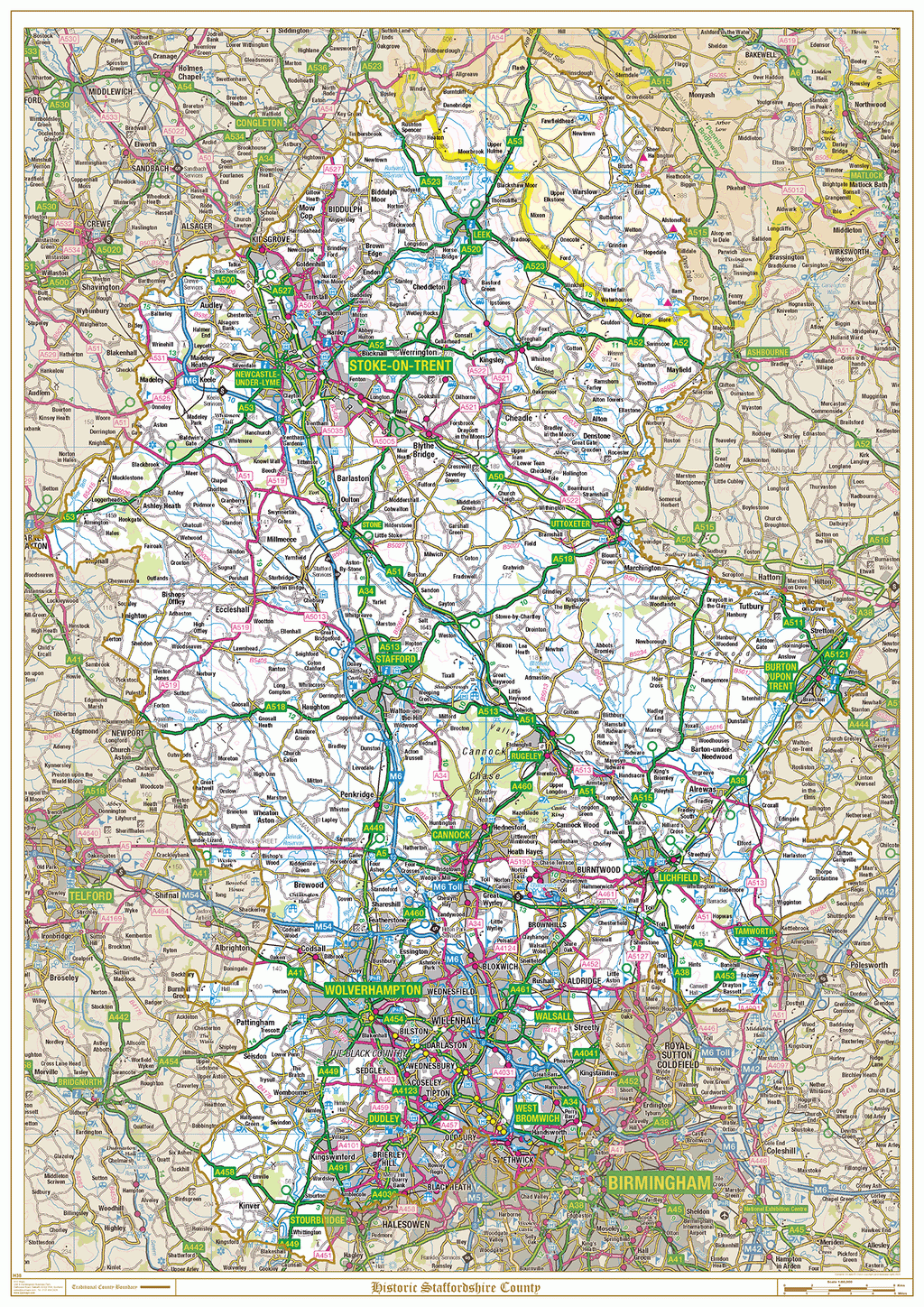 Historic Staffordshire County Map
