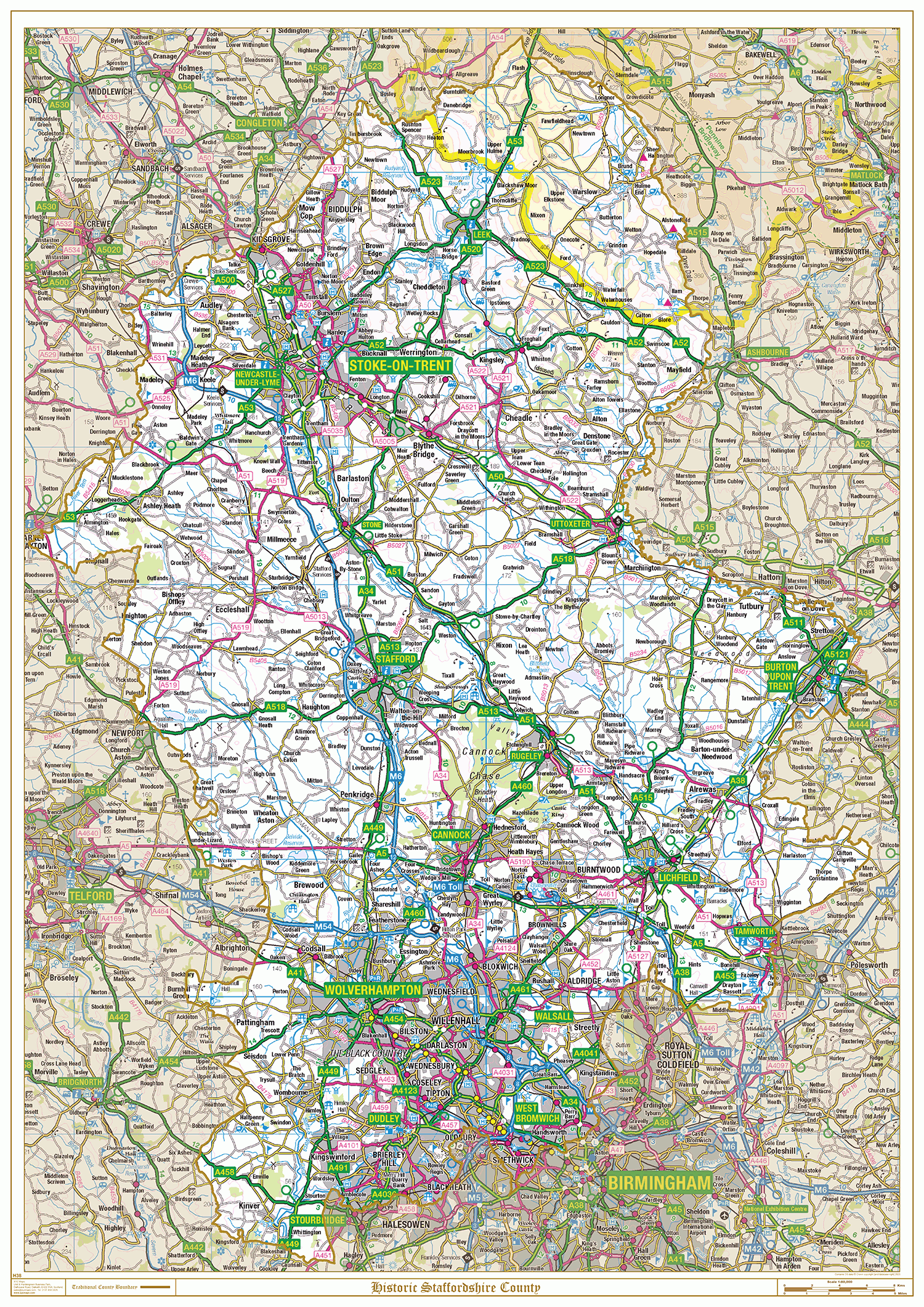 Historic Staffordshire County Map