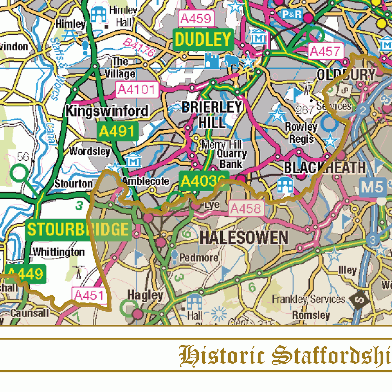 Historic Staffordshire County Map