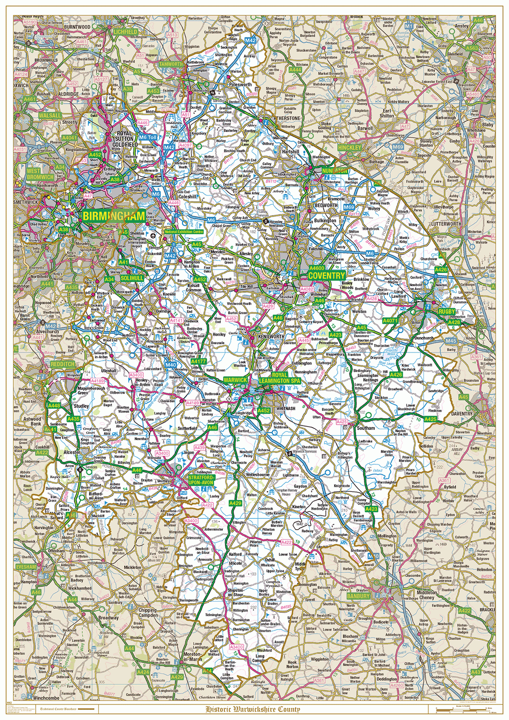 Historic Warwickshire County Map
