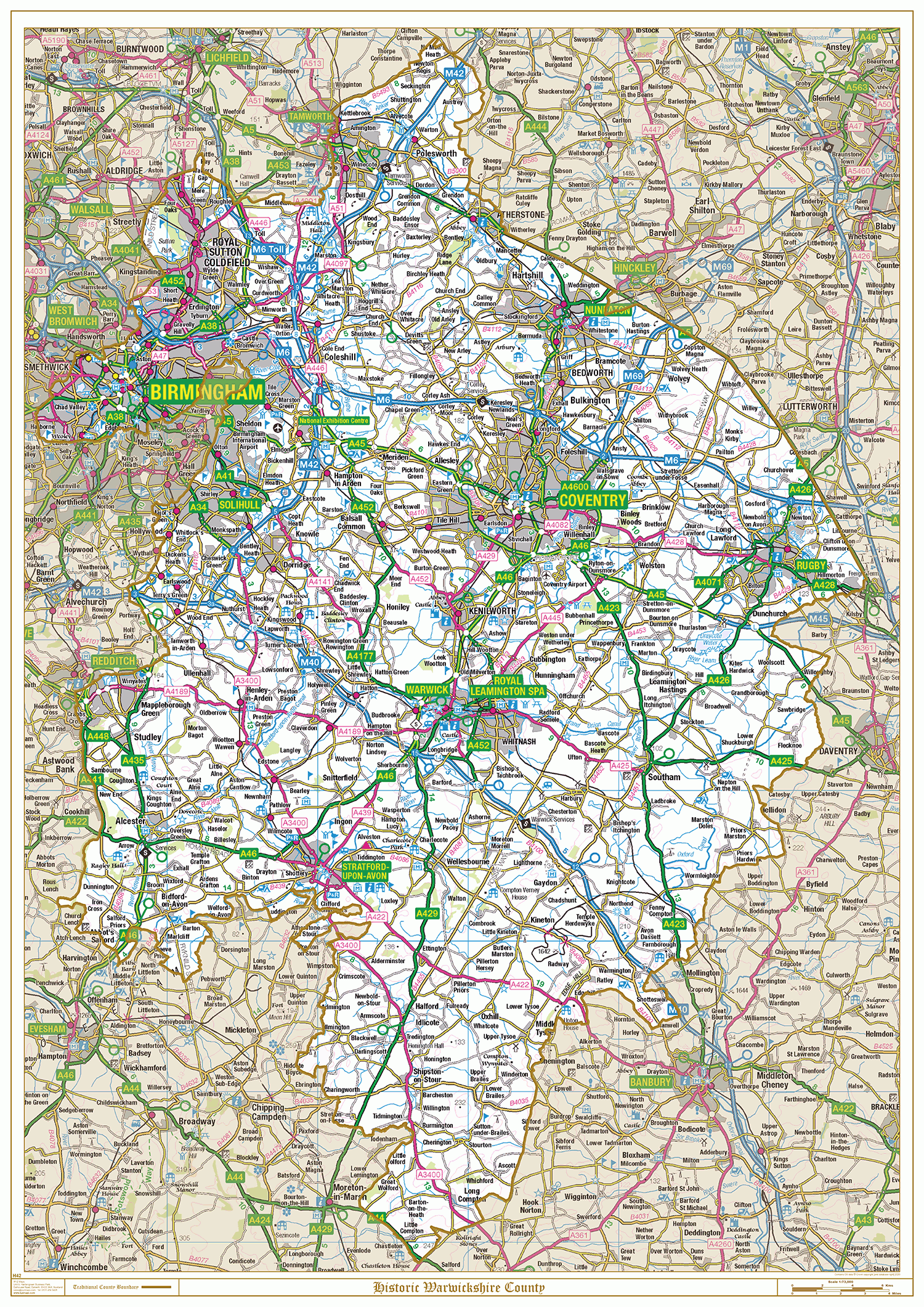 Historic Warwickshire County Map
