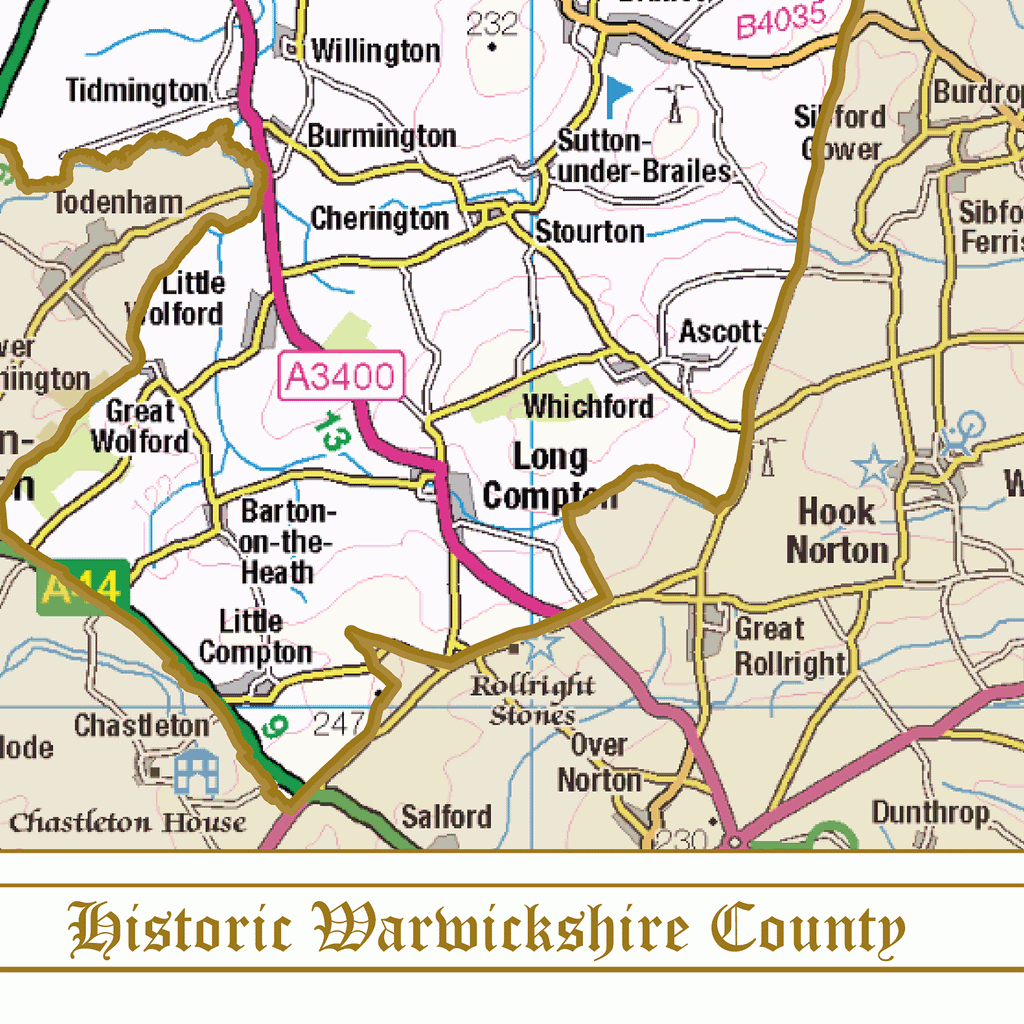 Historic Warwickshire County Map