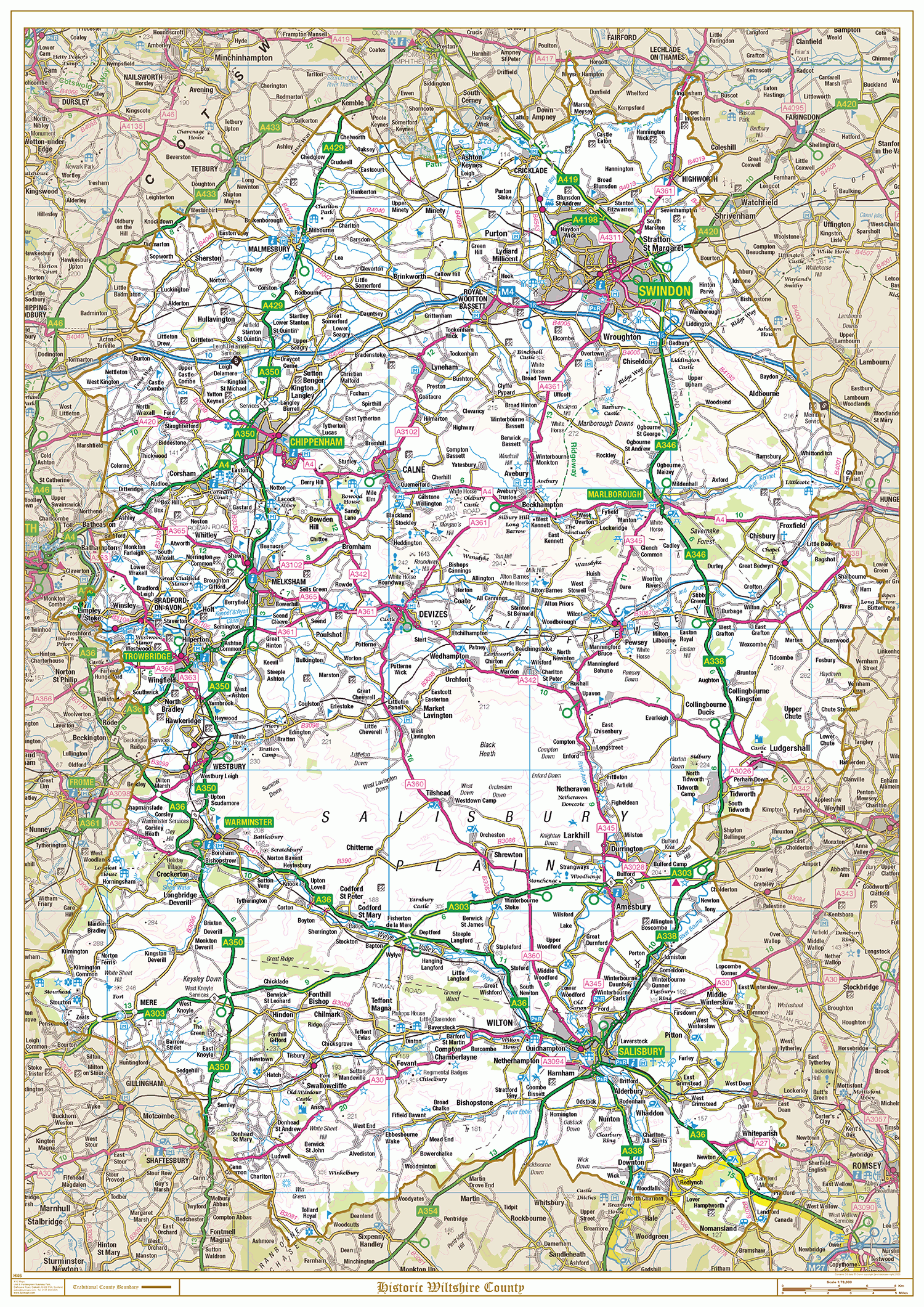 Historic Wiltshire County Map