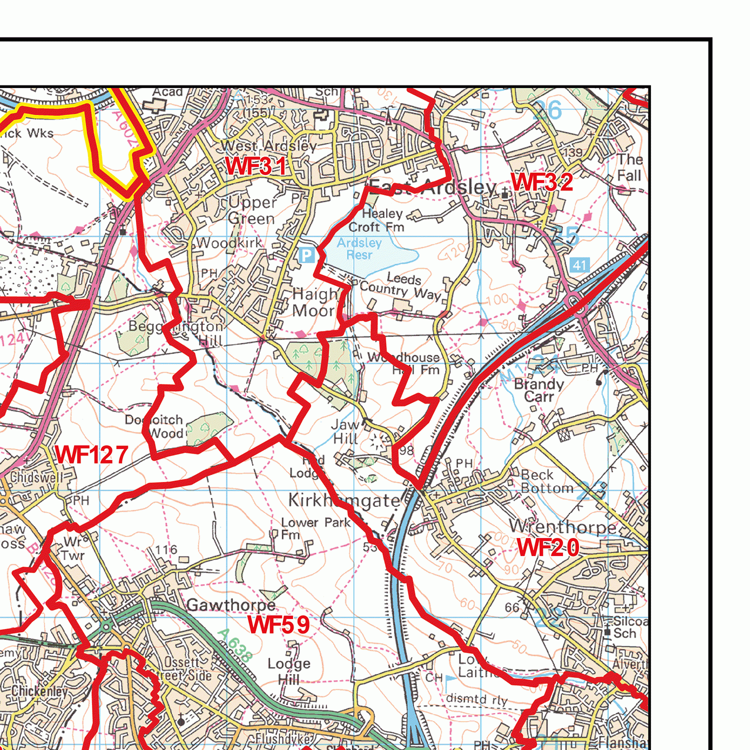 Huddersfield - HD - Postcode Wall Map