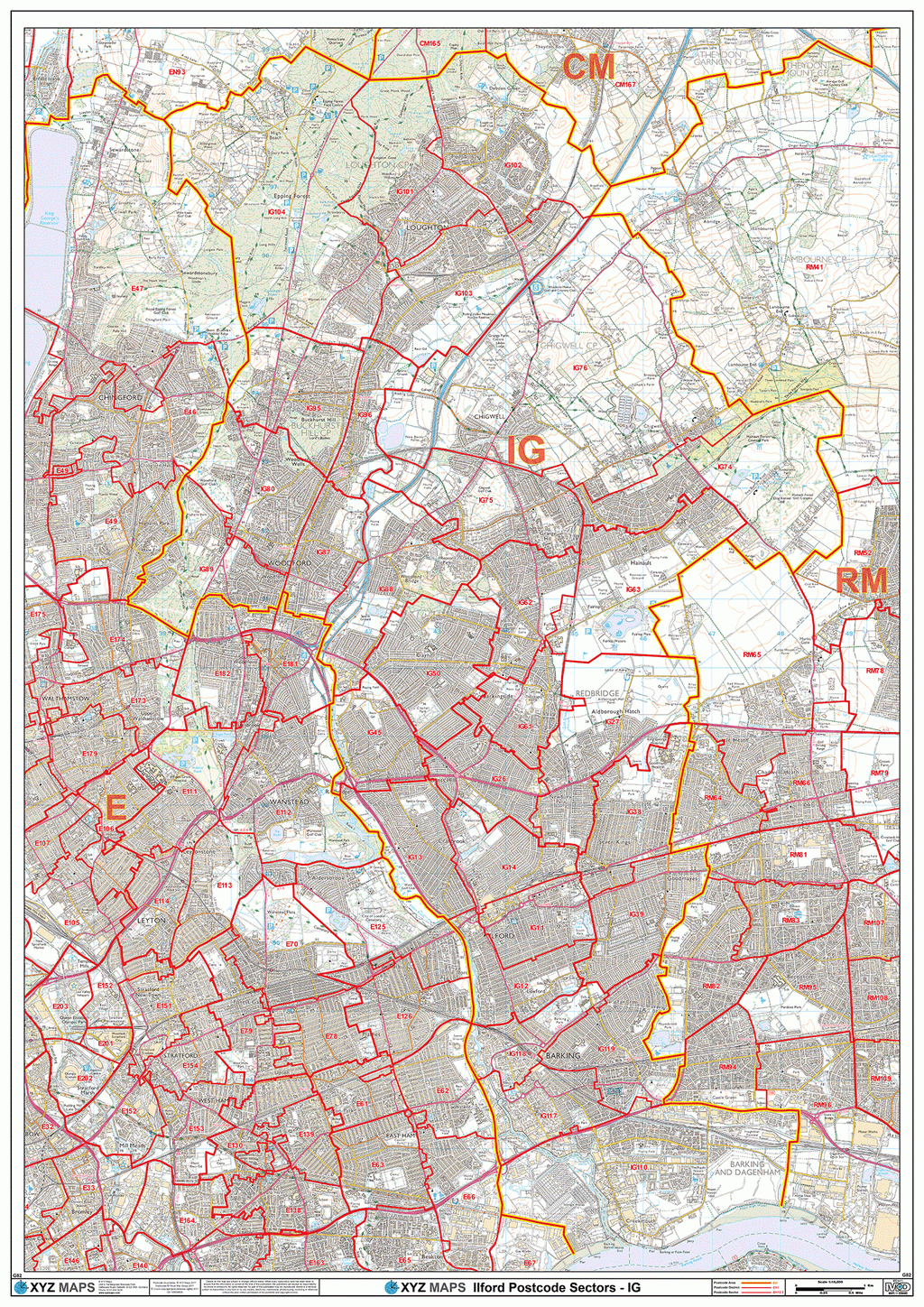 Ilford - IG - Postcode Wall Map