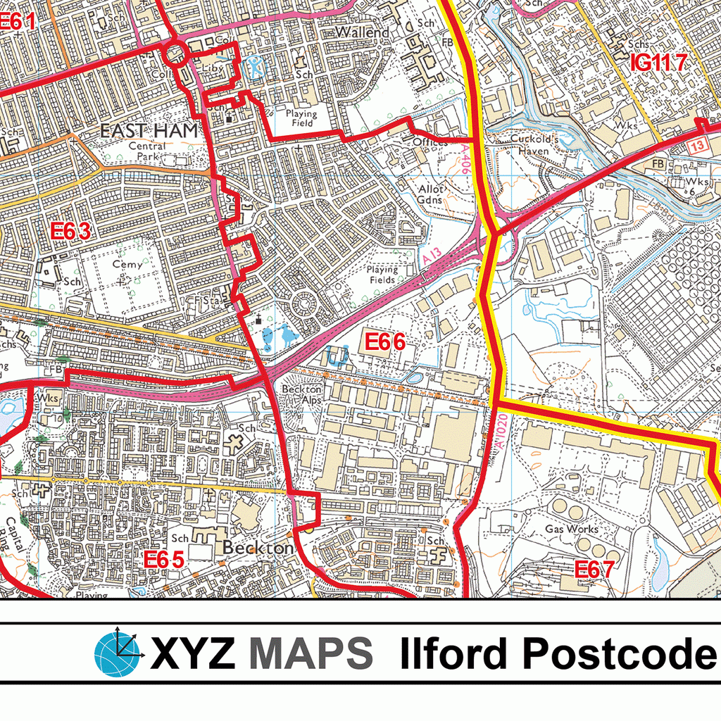 Ilford - IG - Postcode Wall Map