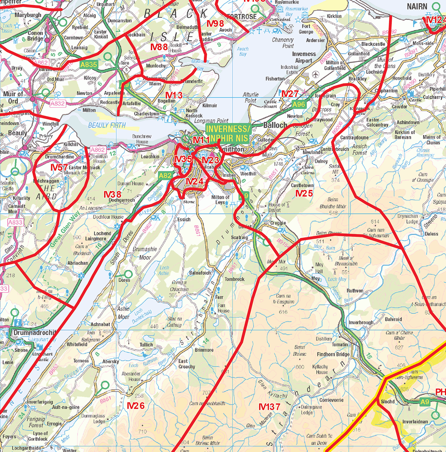 Inverness - IV - Postcode Wall Map