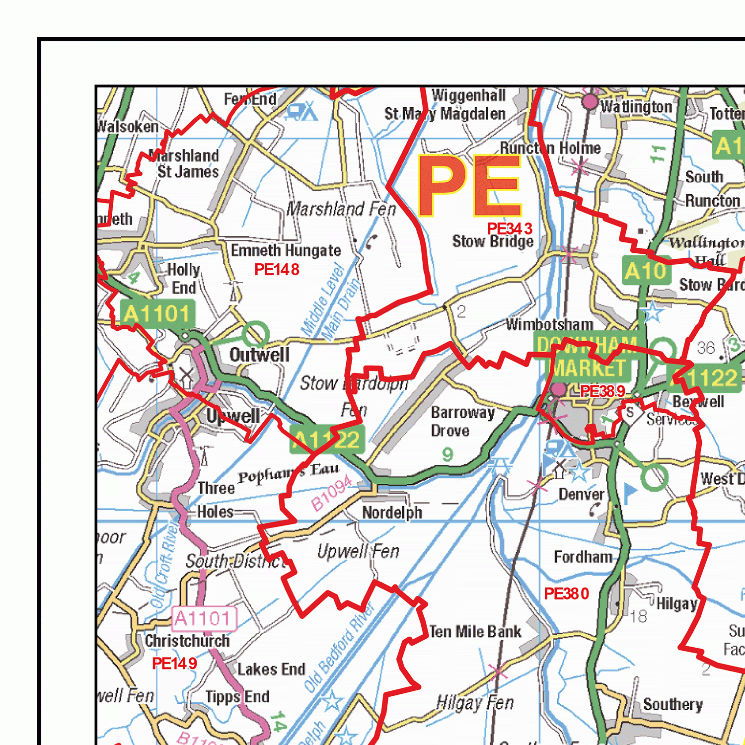Ipswich - IP - Postcode Wall Map