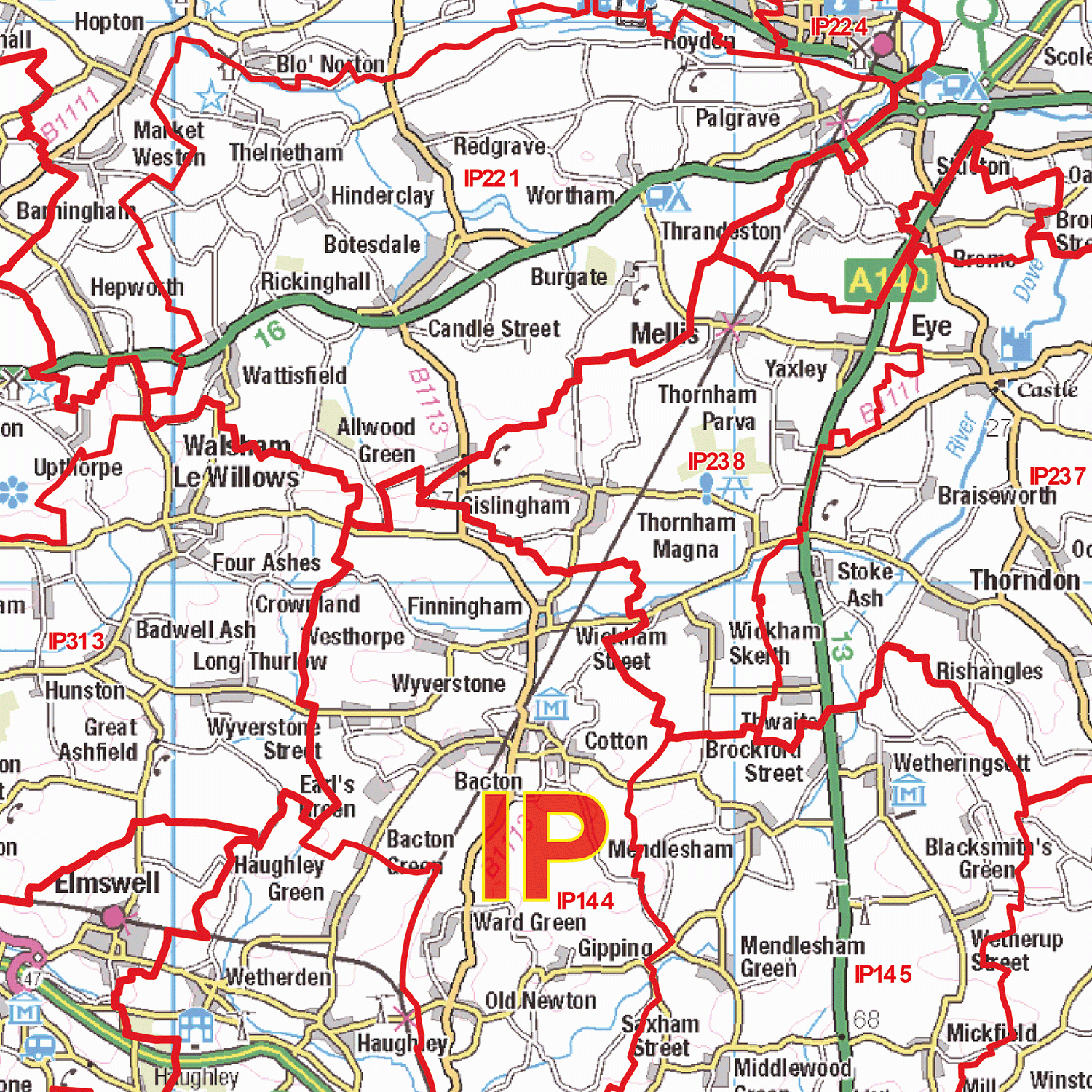 Ipswich - IP - Postcode Wall Map