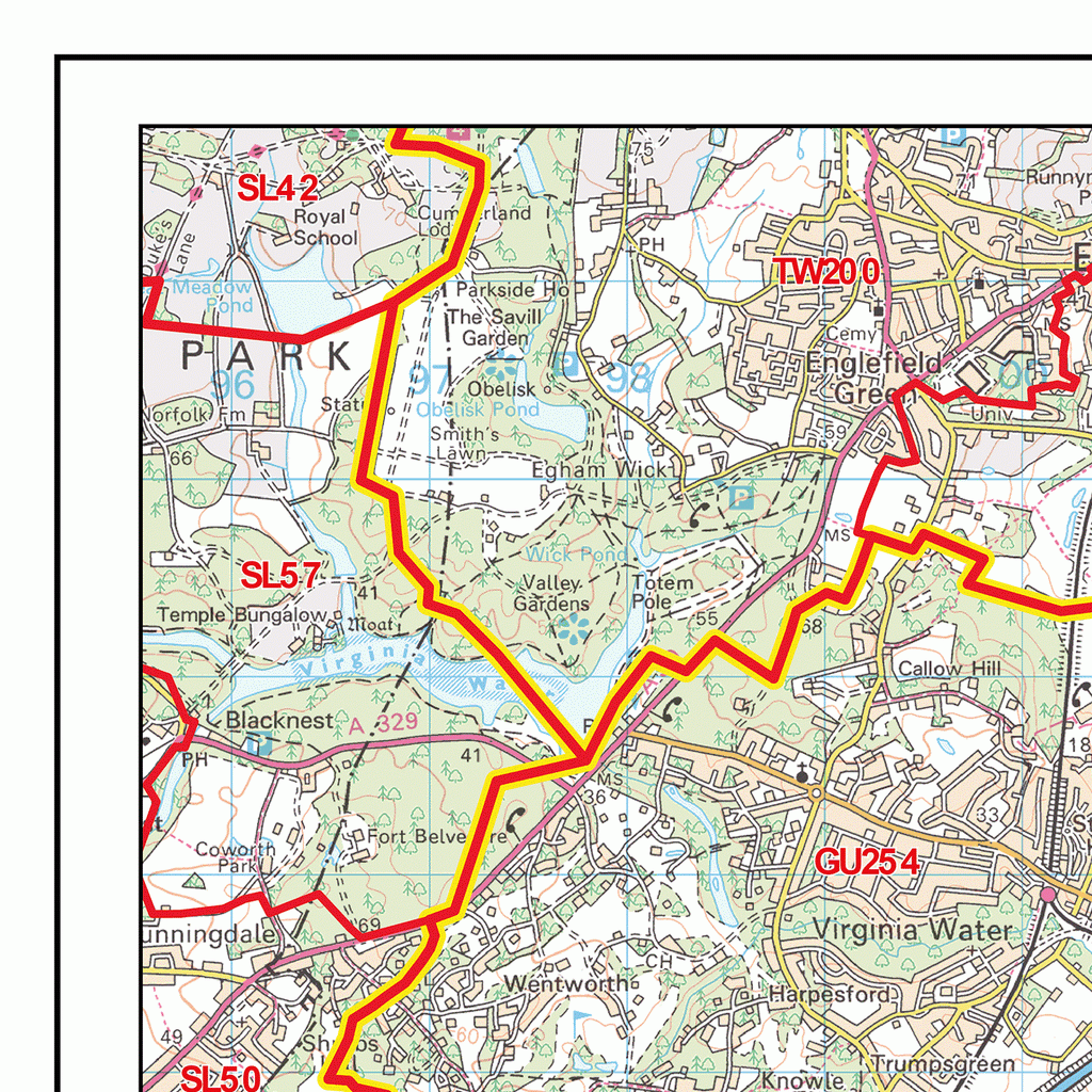 Kt Postcode Districts Kingston-Upon-Thames - KT- Postcode Wall Map – XYZ Maps