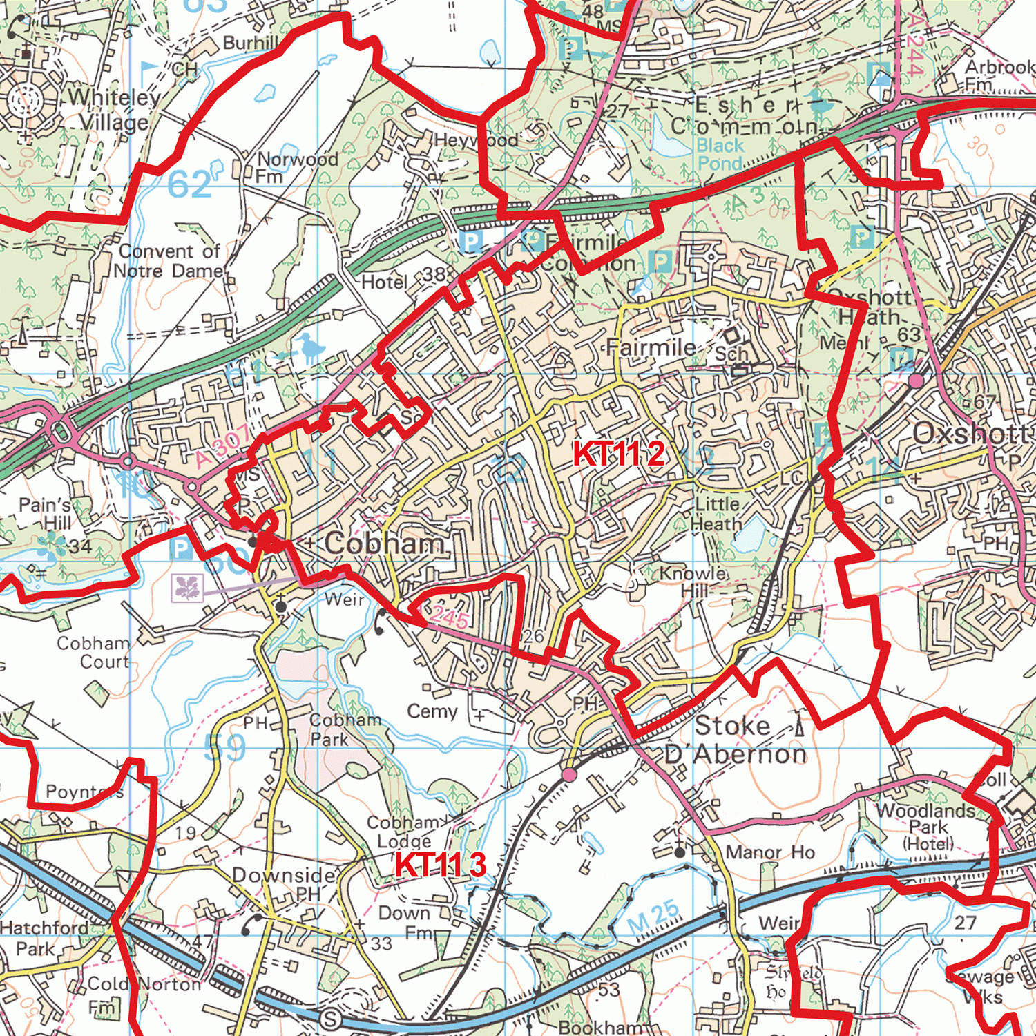 Kingston-Upon-Thames - KT- Postcode Wall Map