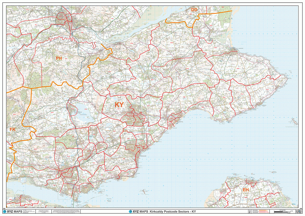 Kirkcaldy - KY- Postcode Wall Map