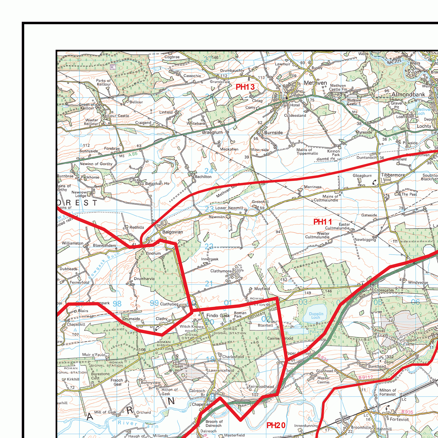 Kirkcaldy - KY- Postcode Wall Map