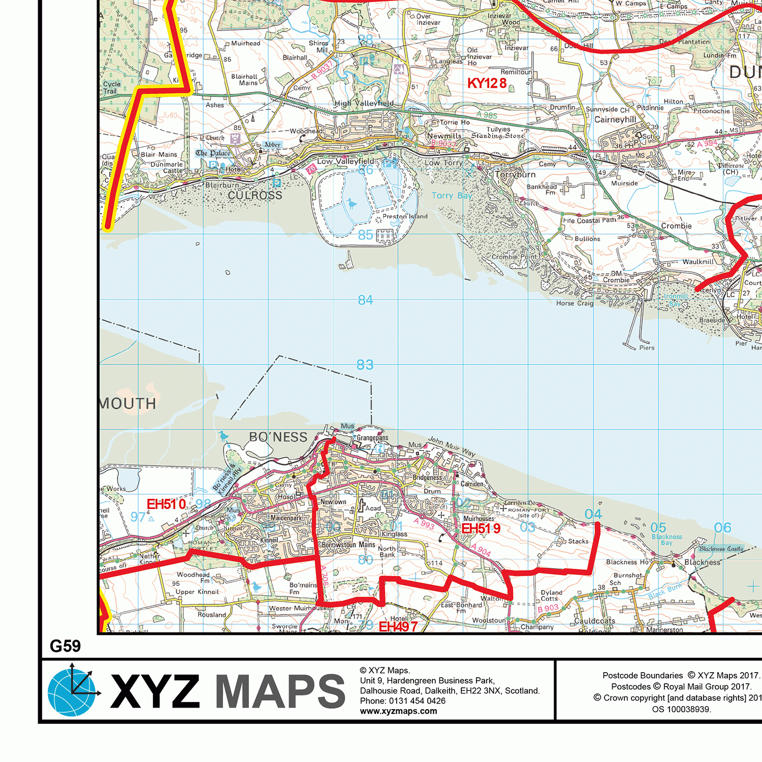 Kirkcaldy - KY- Postcode Wall Map