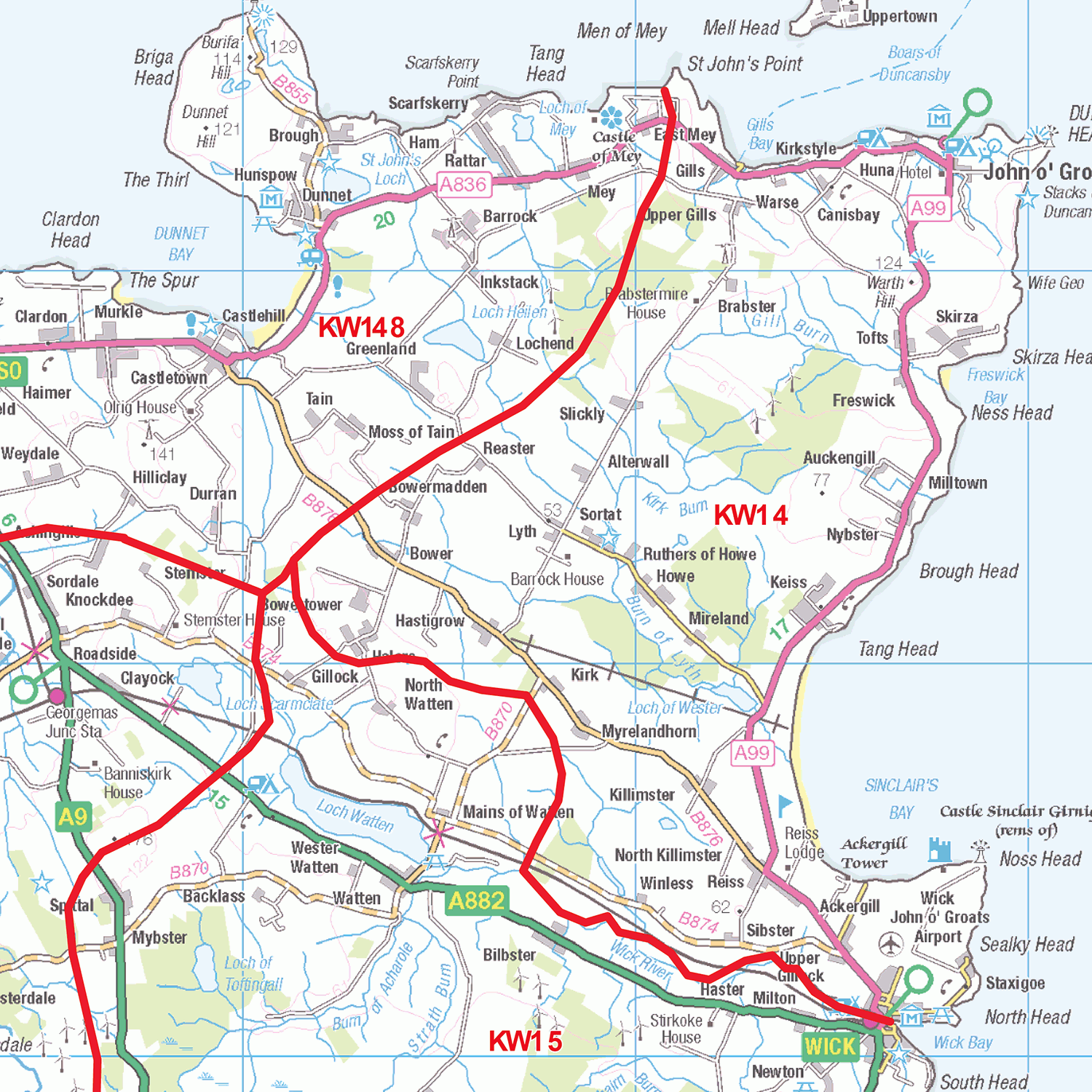 Kirkwall - KW - Postcode Wall Map
