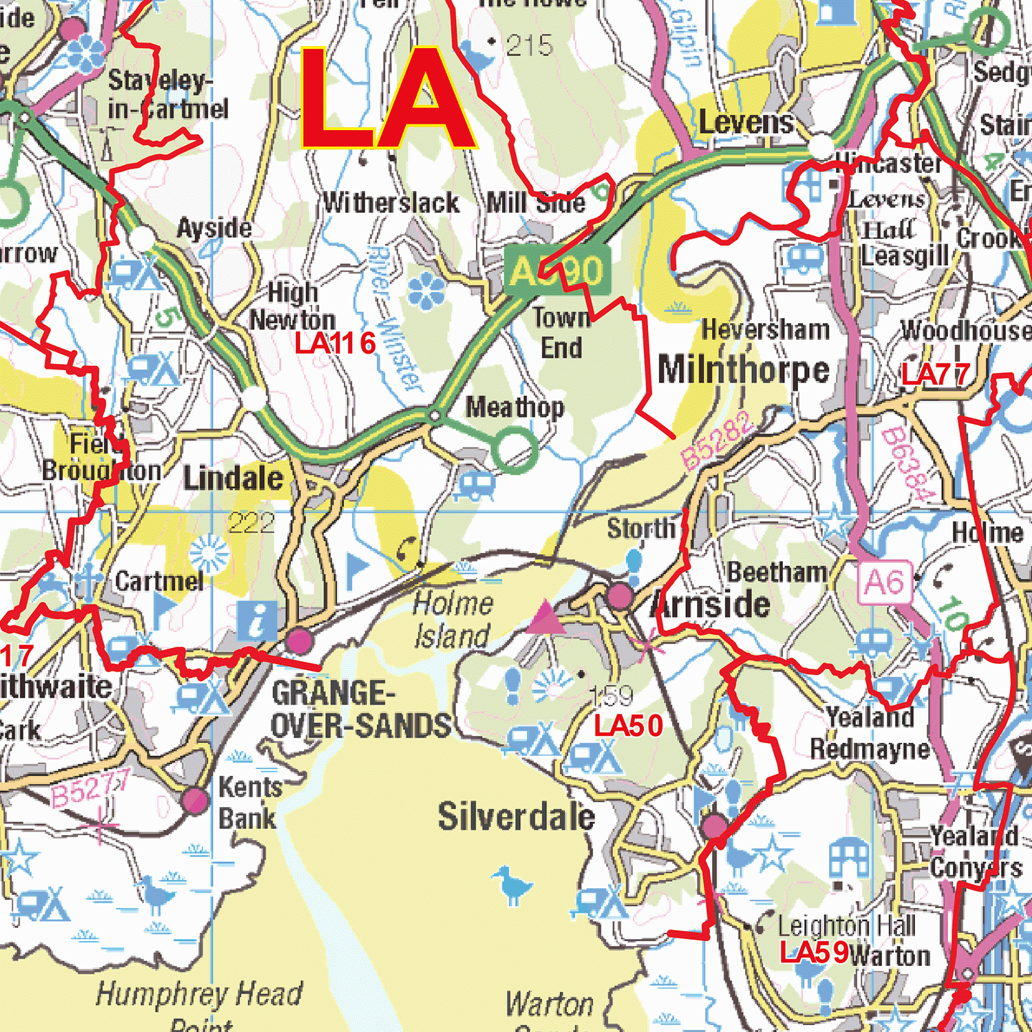 Lancaster  - LA - Postcode Wall Map