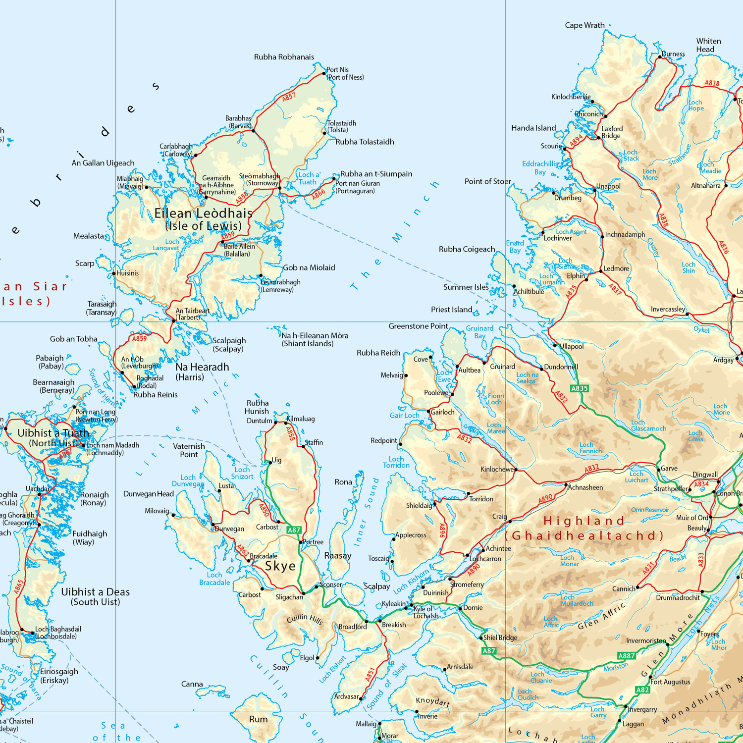 British Isles Physical 1:1m - Wall Map