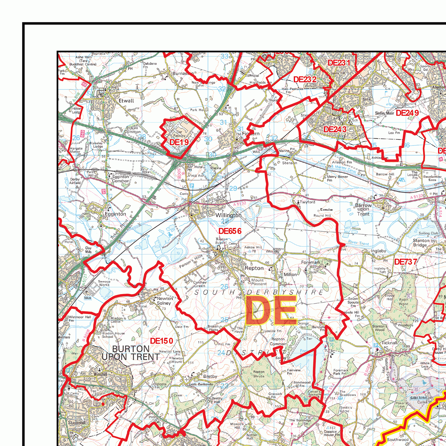 Leicester - LE - Postcode Wall Map