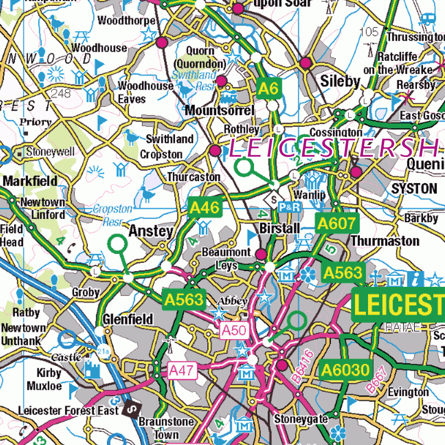 Leicestershire County Map - (CY25)