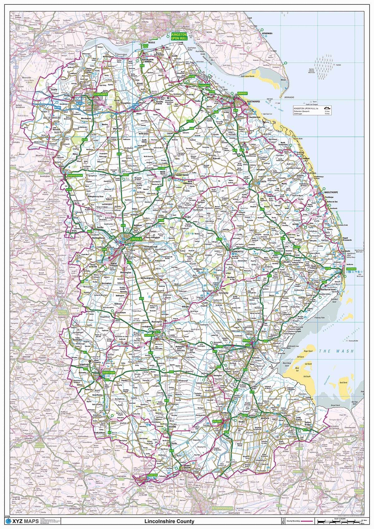 Lincolnshire County Map - (CY26) – XYZ Maps