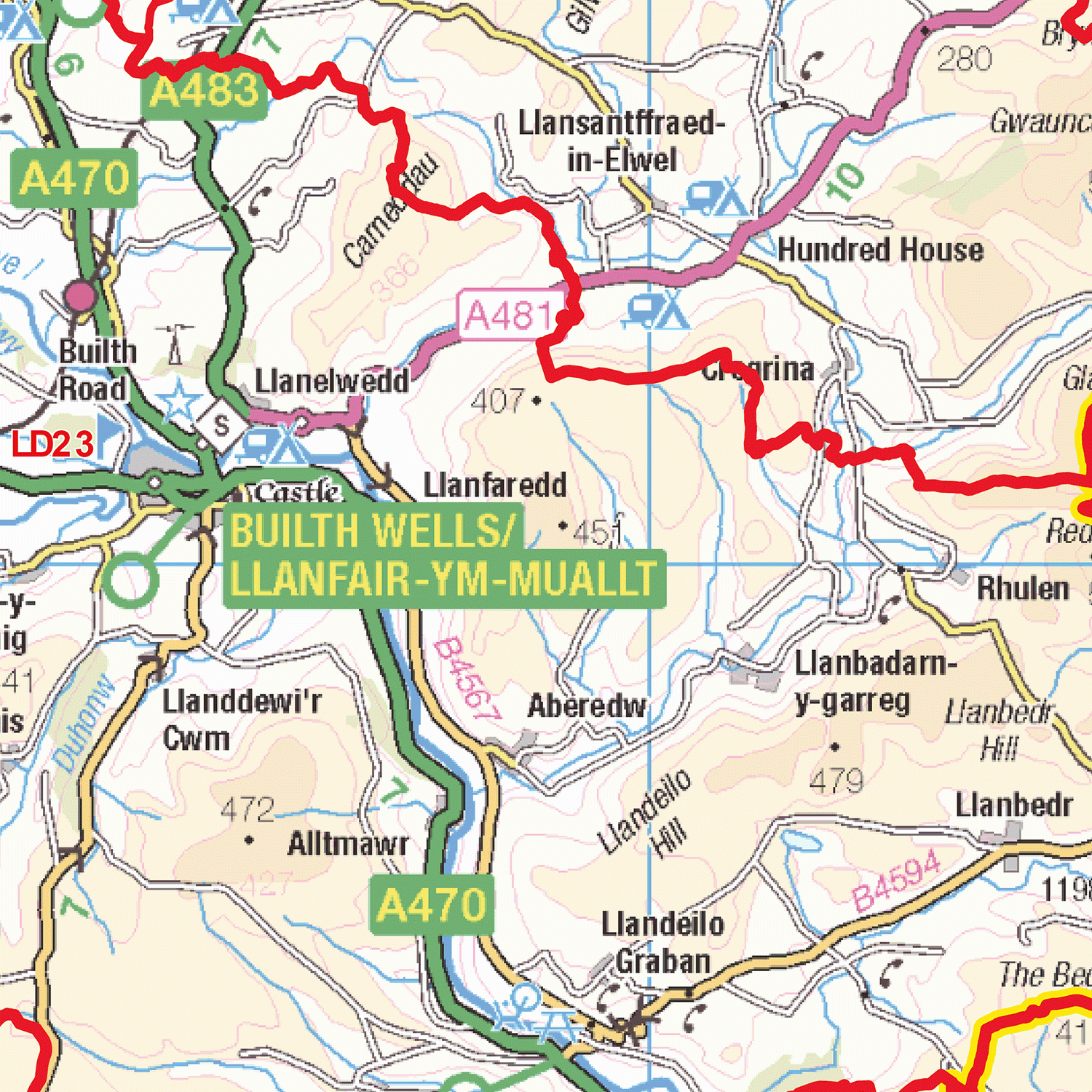Llandrindod Wells - LD - Postcode Wall Map