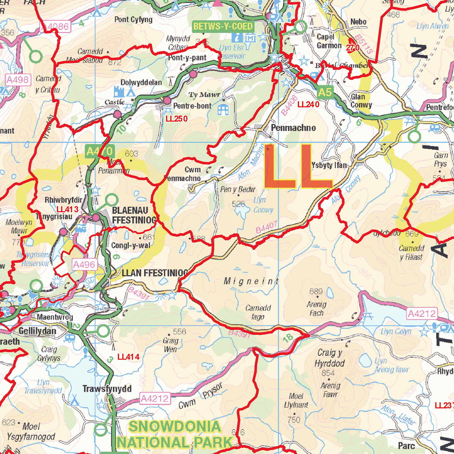 Llandudno - LL - Postcode Wall Map