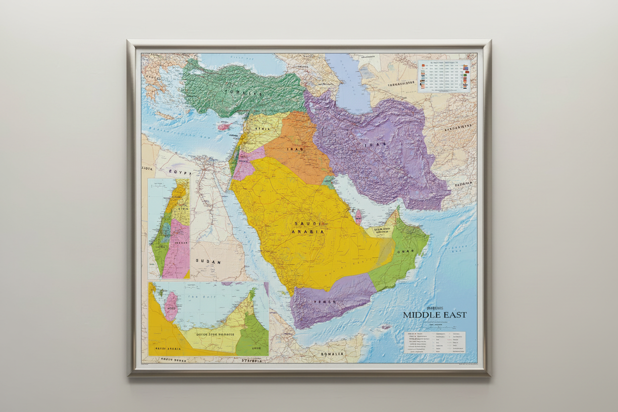 Middle East Wall Map - Close Up