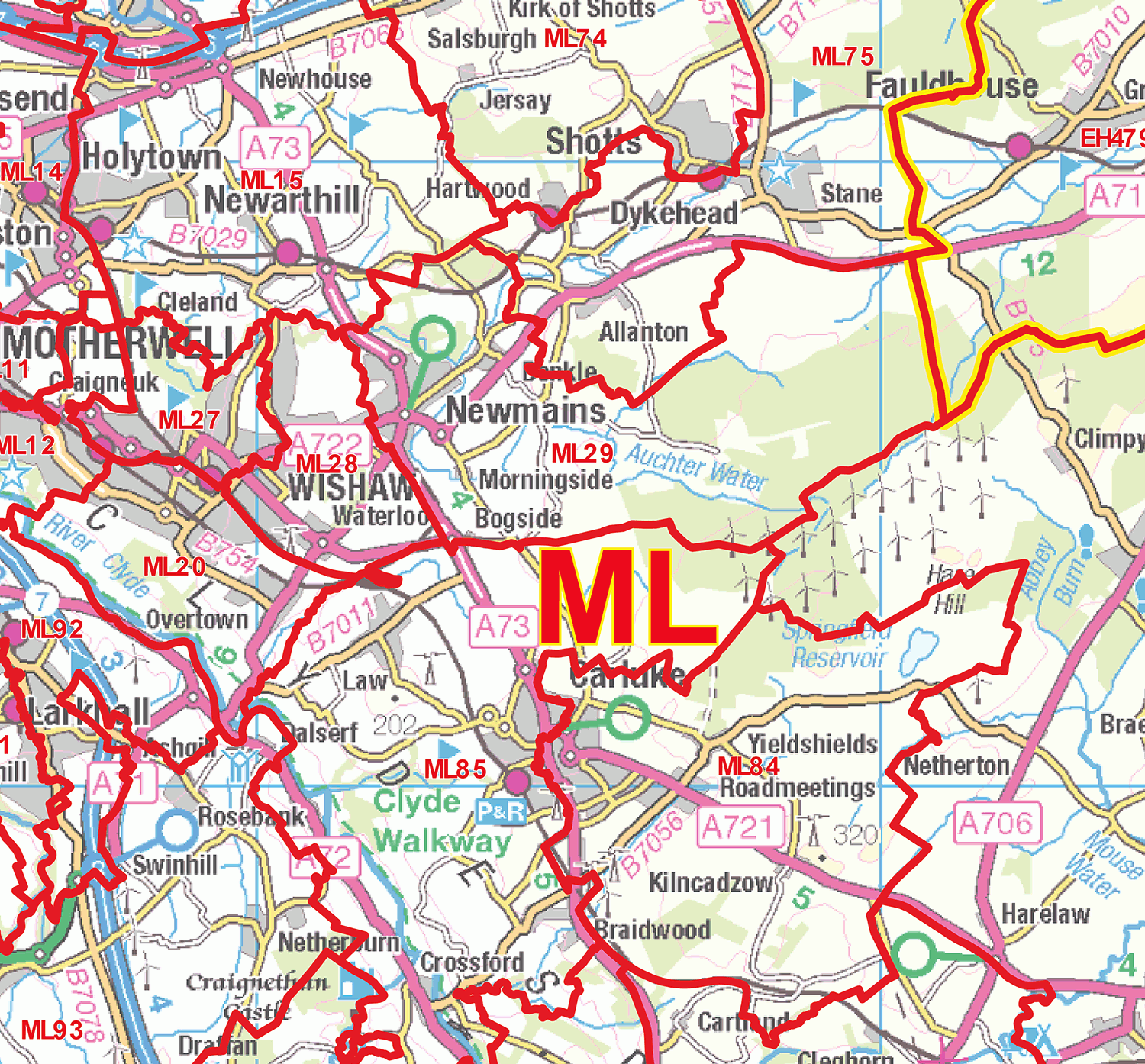 Motherwell - ML - Postcode Wall Map