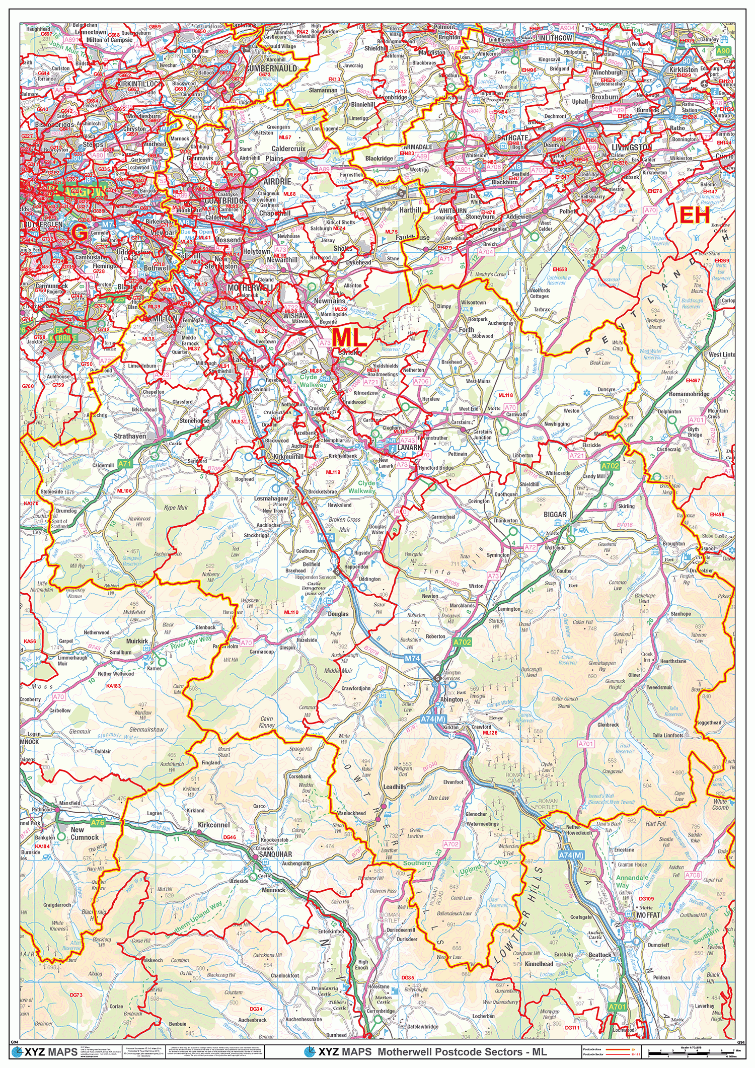 Motherwell - ML - Postcode Wall Map
