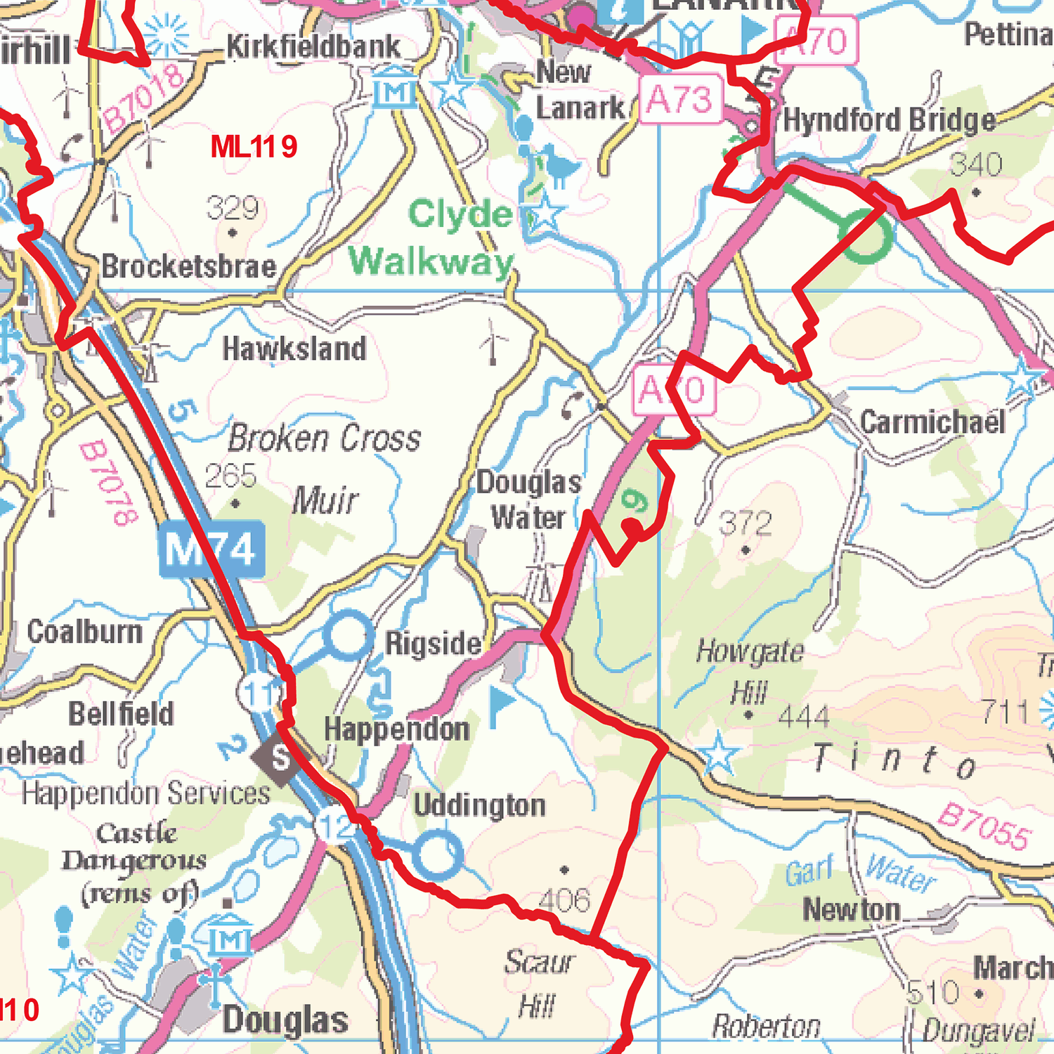 Motherwell - ML - Postcode Wall Map