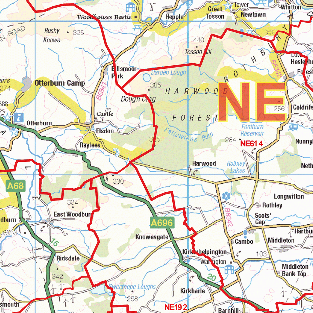 Newcastle - NE - Postcode Wall Map