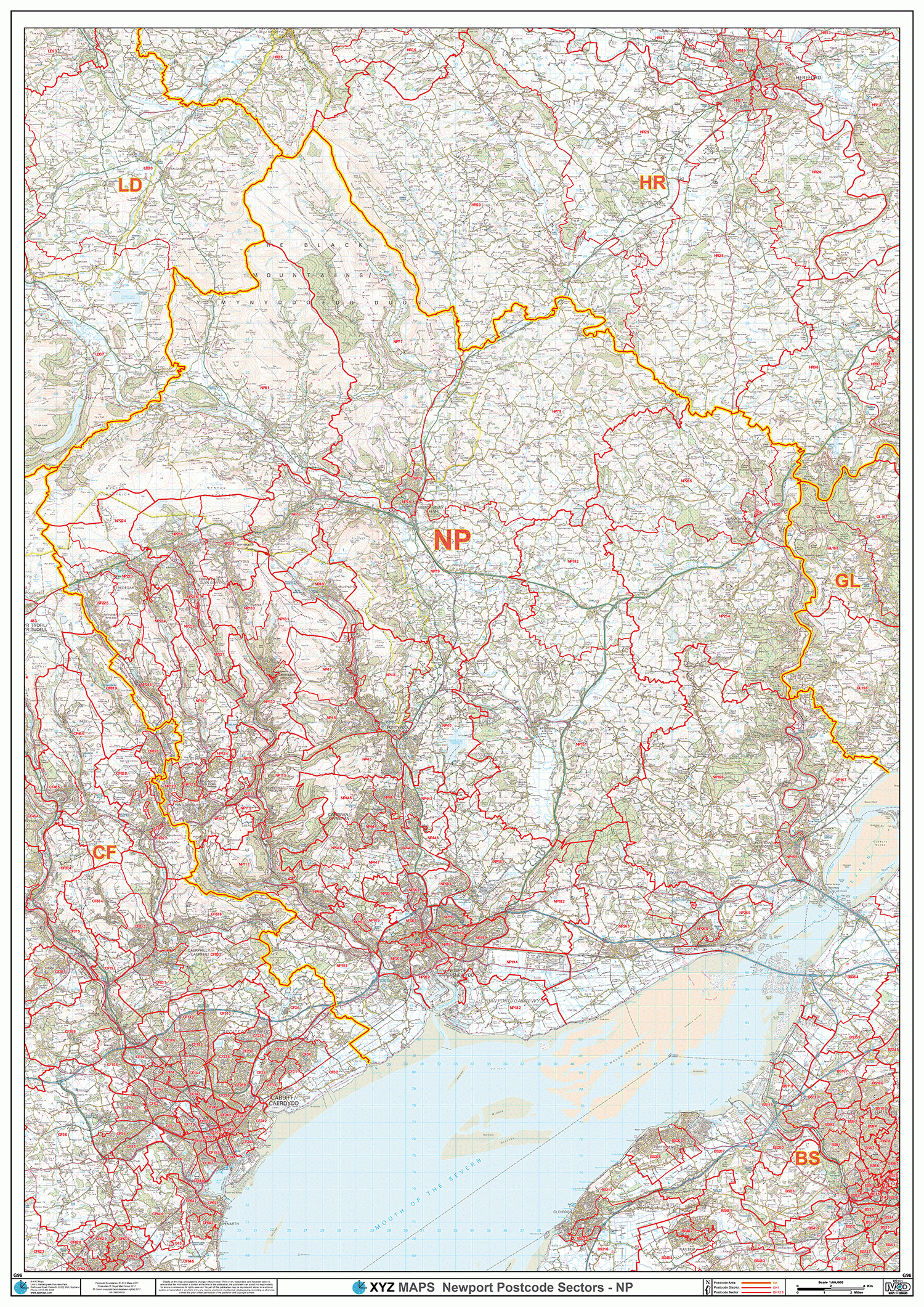Newport - NP - Postcode Wall Map