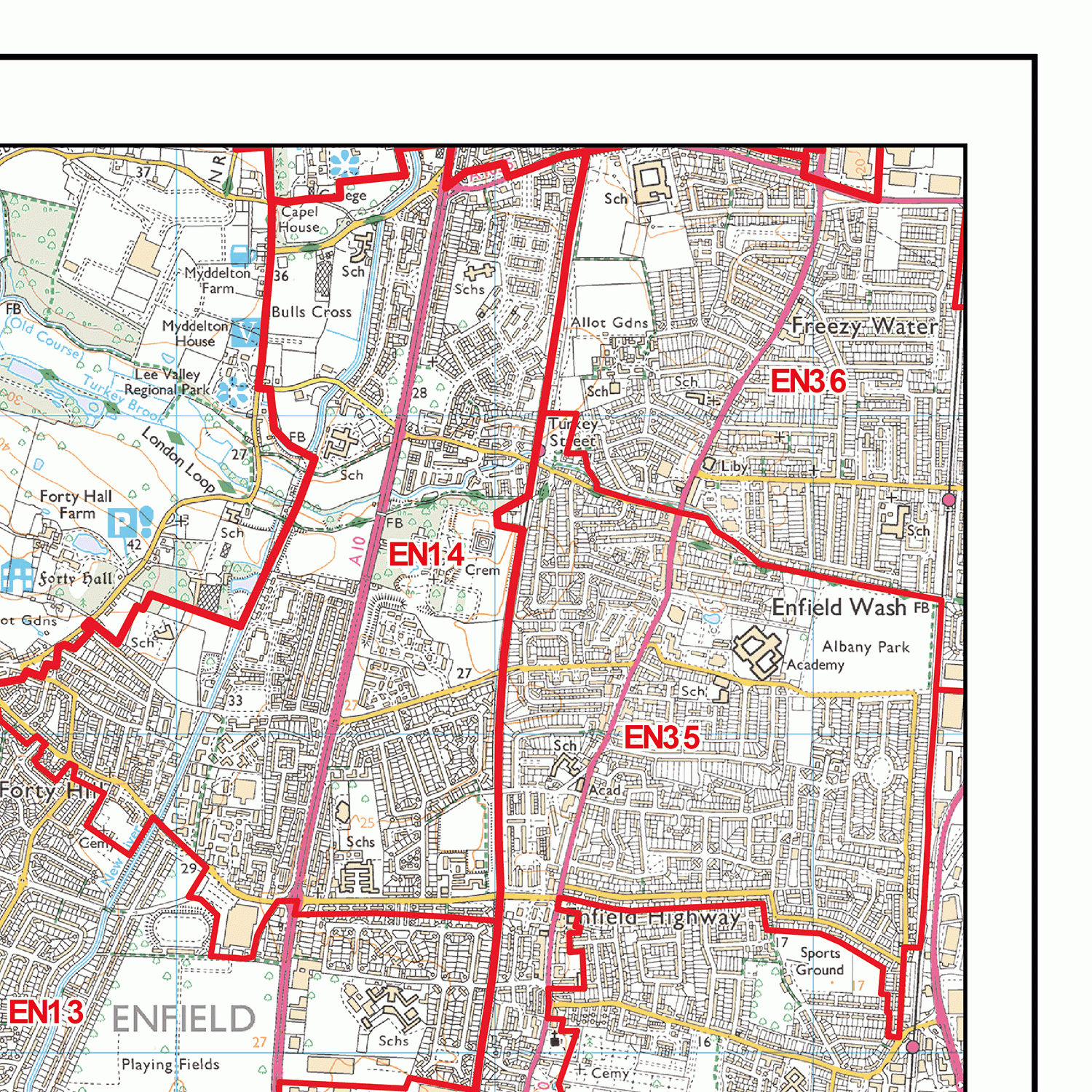 North London - N - Postcode Wall Map