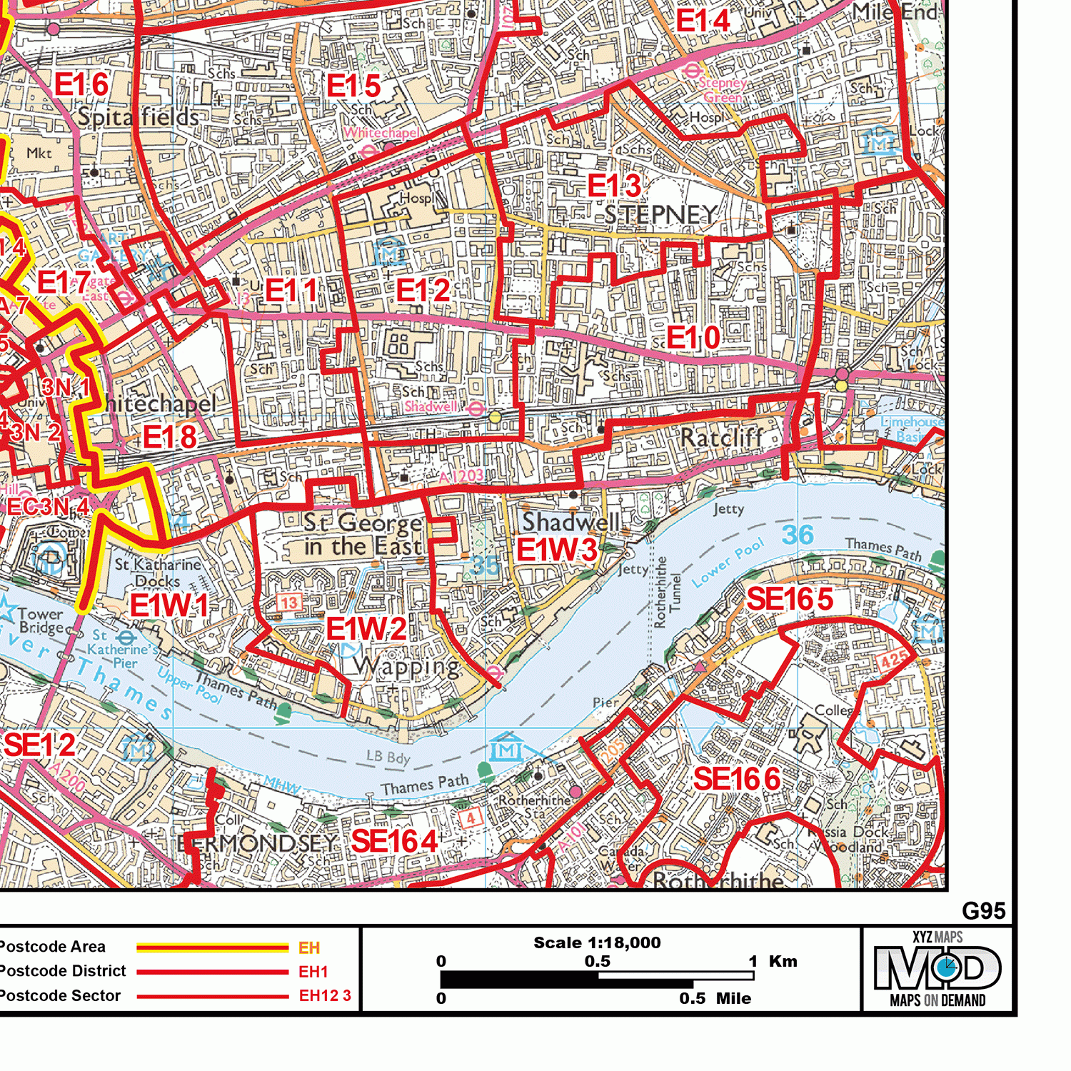 North London - N - Postcode Wall Map