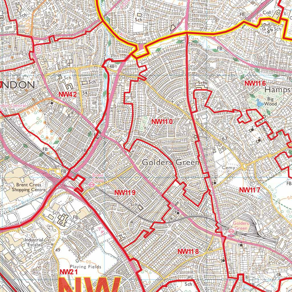 North West London - NW - Postcode Wall Map