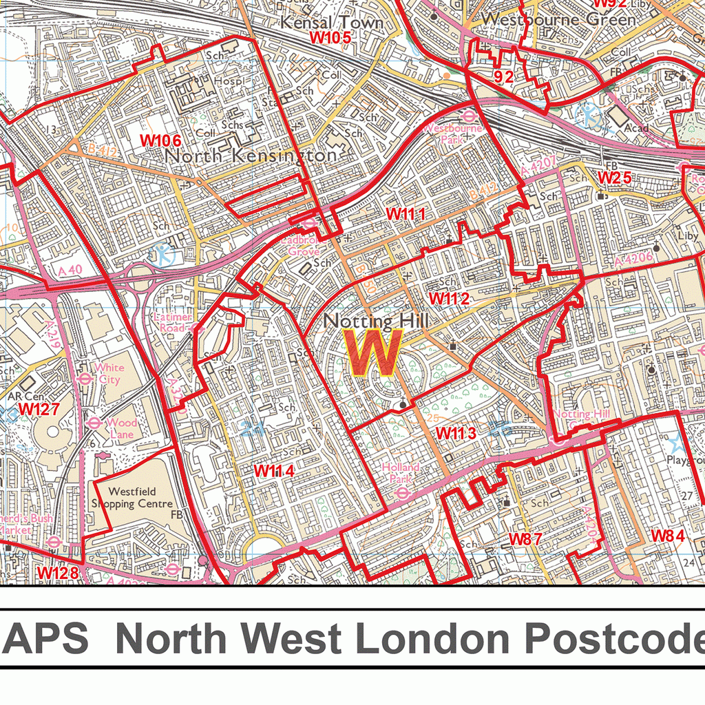 North West London - NW - Postcode Wall Map