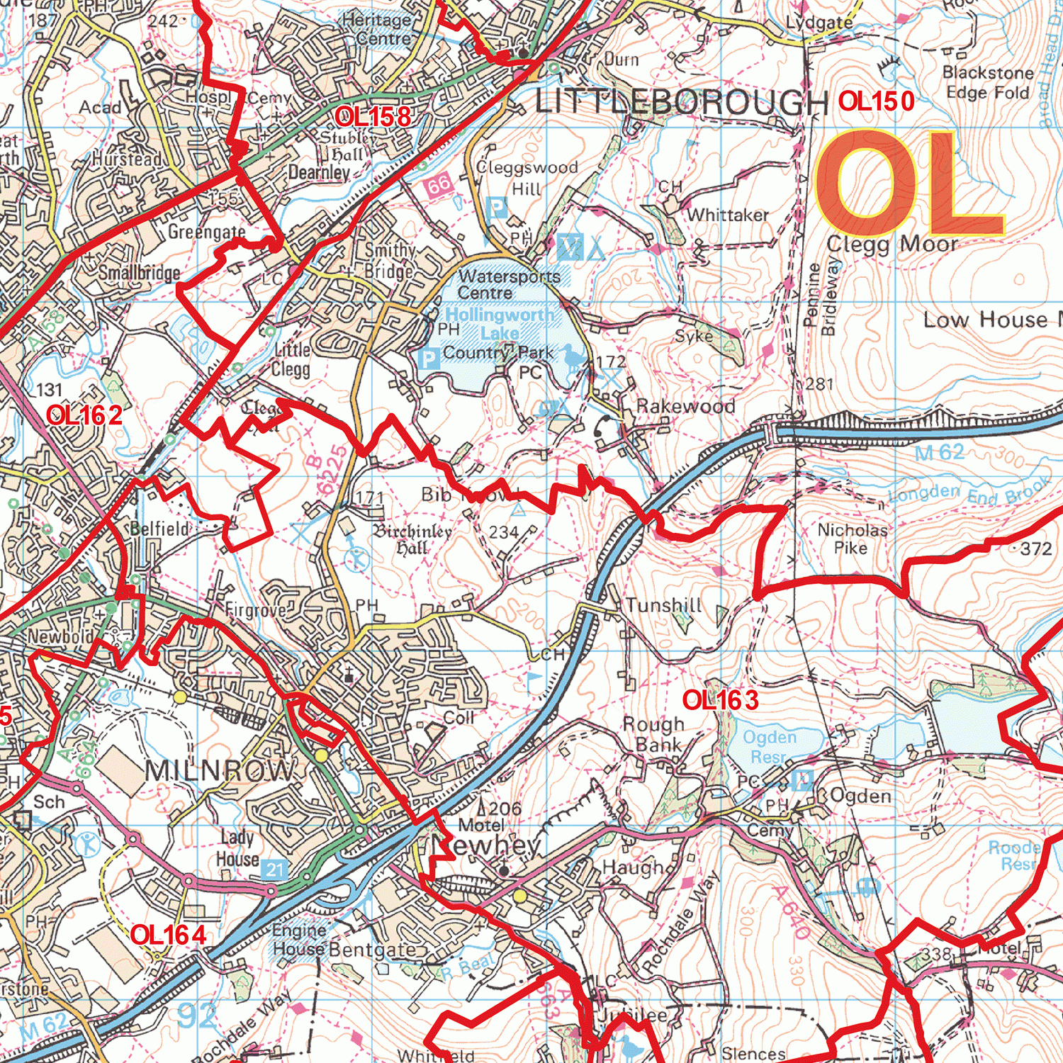 Oldham - OL - Postcode Wall Map