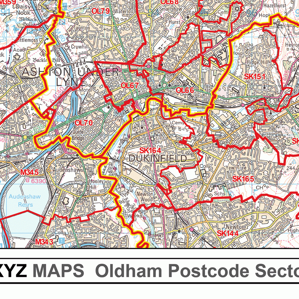 Oldham - OL - Postcode Wall Map