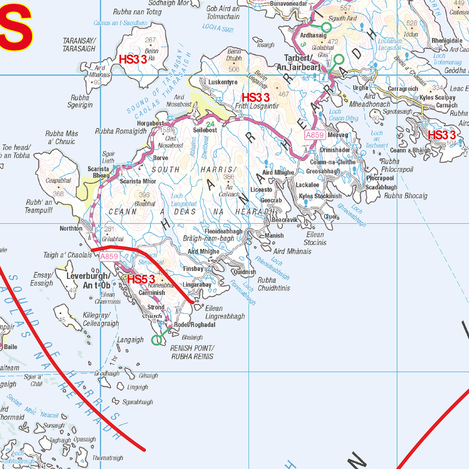 Outer Hebrides - HS - Postcode Wall Map