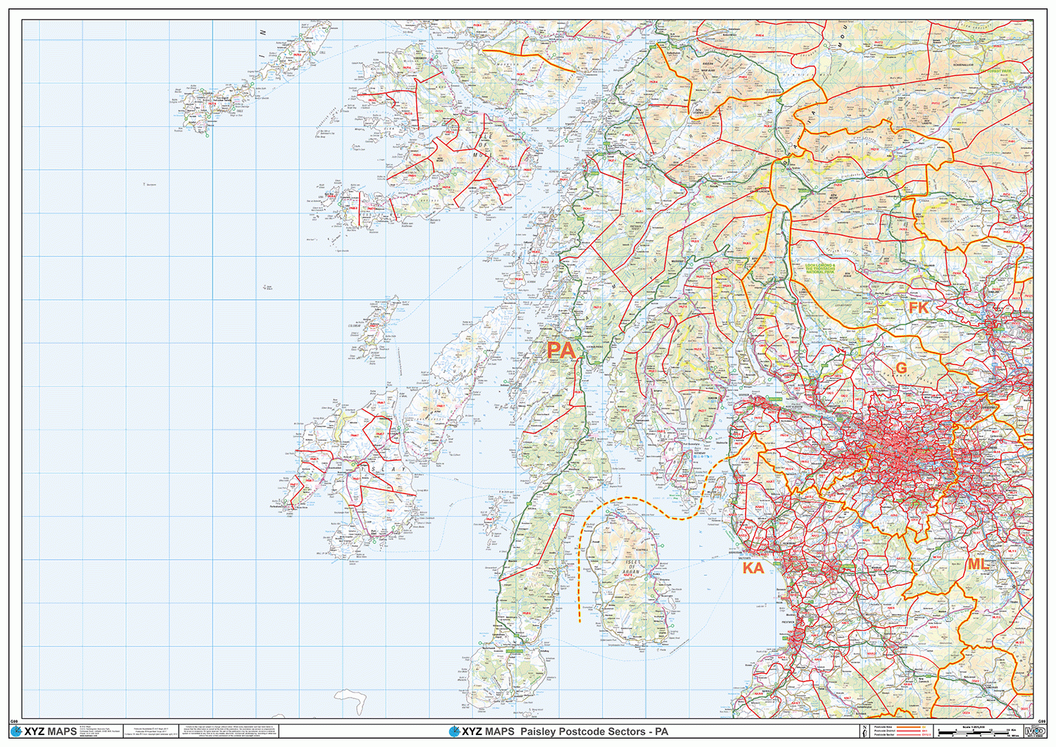 Paisley - PA - Postcode Wall Map