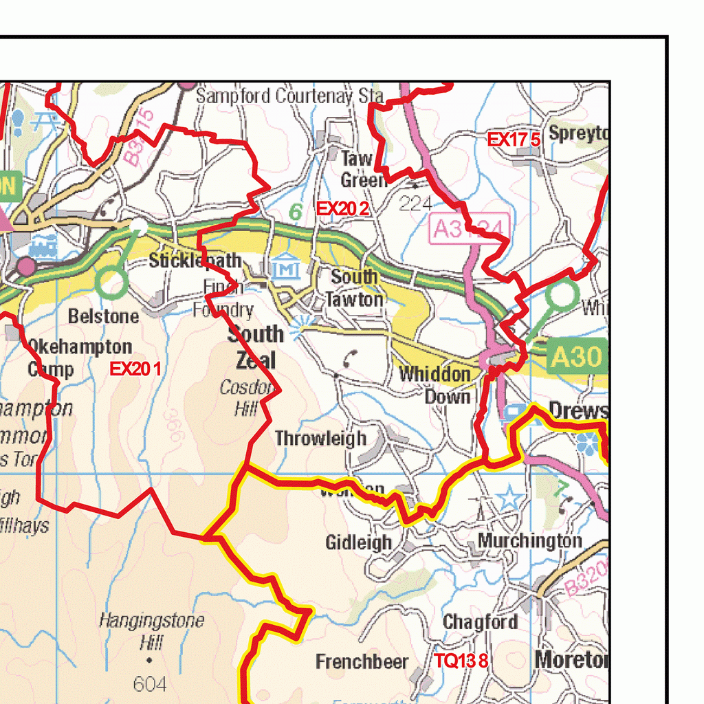 Postcode Map Pl21 Plymouth - PL - Postcode Wall Map – XYZ Maps