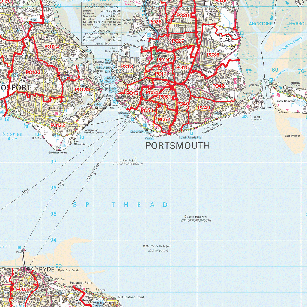 Portsmouth - PO - Postcode Wall Map