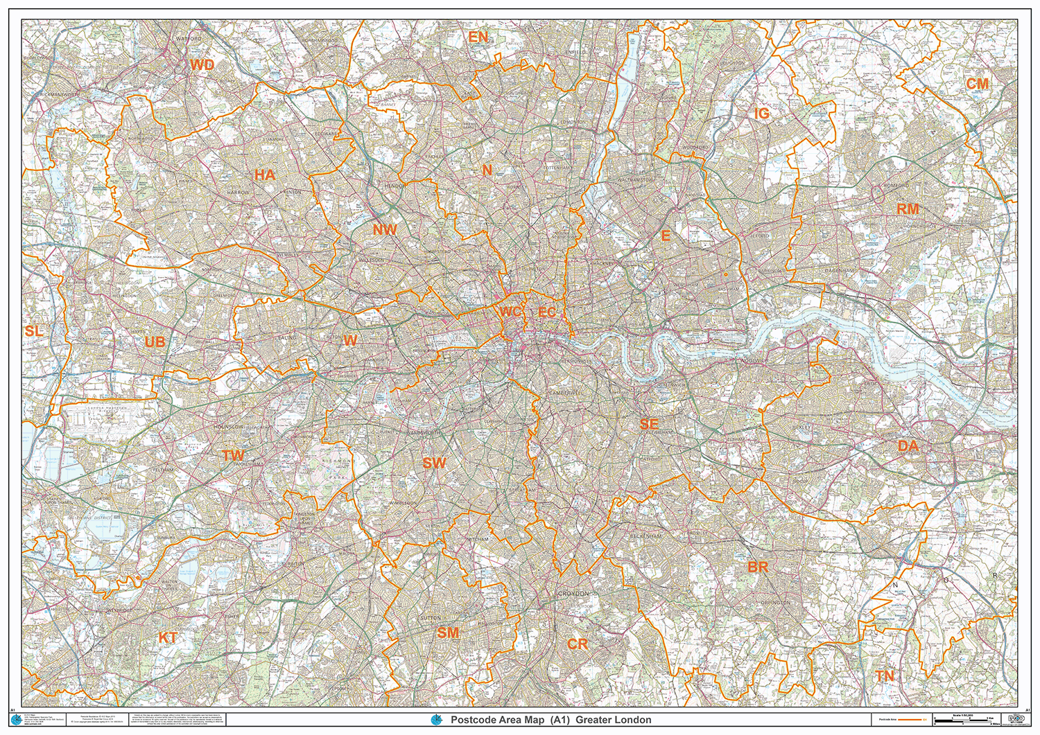 Gl56 Postcode Area Postcode Areas Map - (AR1) - Greater London - Locked PDF – XYZ Maps