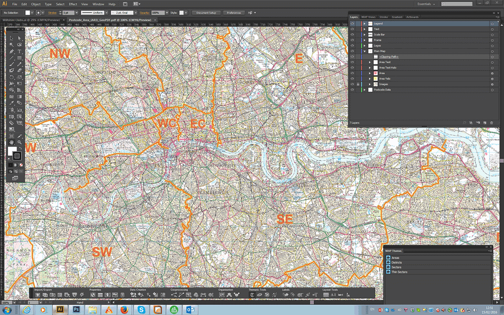 Postcode Area Map Greater London - Editable GeoPDF