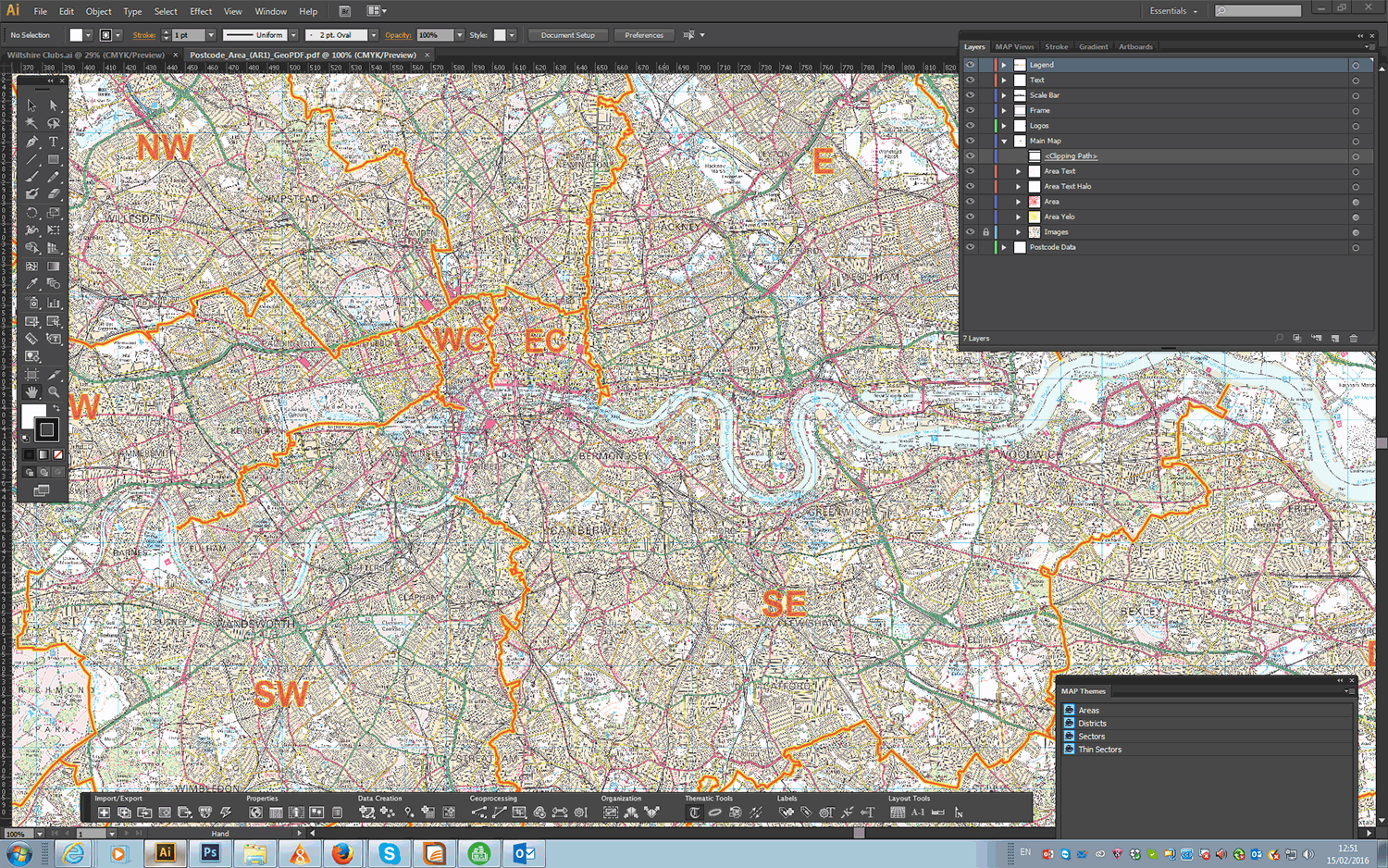 Postcode Area Map Greater London - Editable GeoPDF