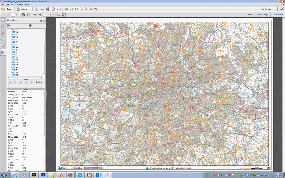 London Postcode Map A3 Postcode Area Map Greater London - Editable GeoPDF – XYZ Maps